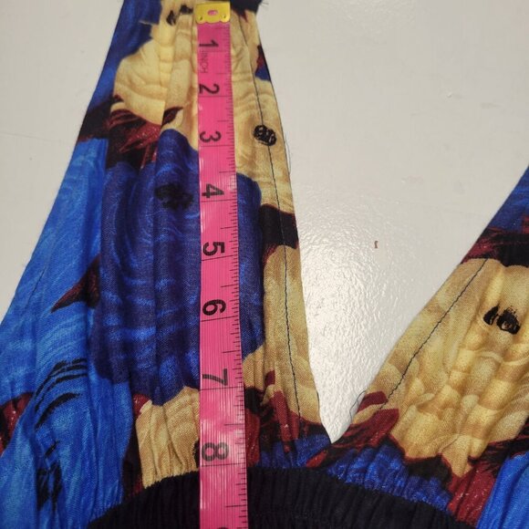 Halter Colorful Dress Summer Halter Dress in Blue and Beige Floral Print - Picture 6 of 16